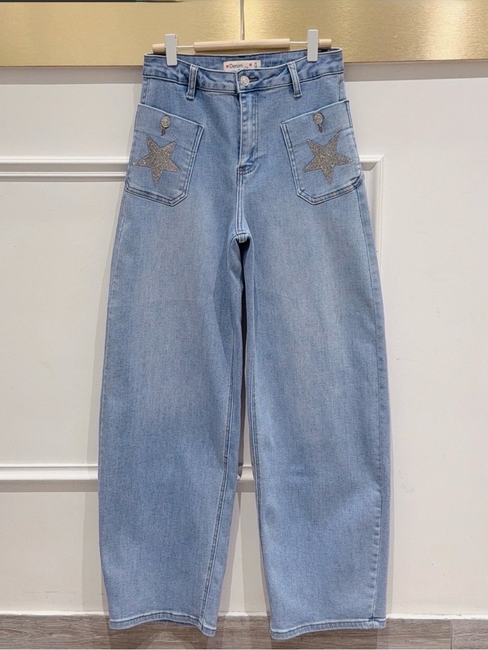 FR45. From France 🇫🇷 Wide-Leg Jeans with Star Embroidery